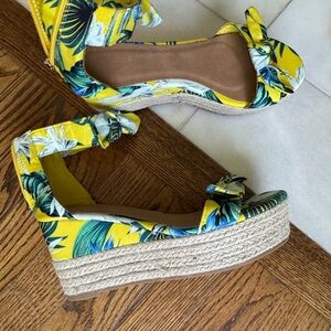 Tropical Yellow Espadrille Wedge Sandals